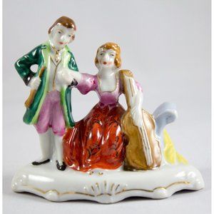 Vintage Occupied Japan Porcelain Colonial Couple Cello Figurine 1945-1952